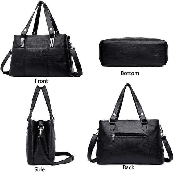 Håndtasker til damer Top Handle Læder Skuldertaske Crossbody Tasker Dame Tote Messenger Designer Tasker (Sort)