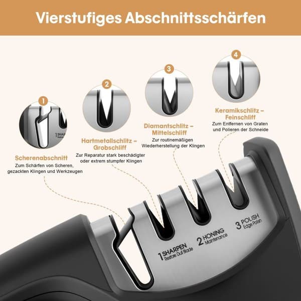 4-i-1 Knivsliber - Professionel Sliber - Ergonomisk Køkken