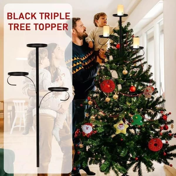 Svart trippel topp tre julelysestake tredekorasjon for festlig høytidsdekorasjon 60cm