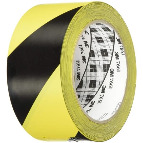3M Varoitusteippi 766I, raidallinen vinyyli, 50 mm x 33 m