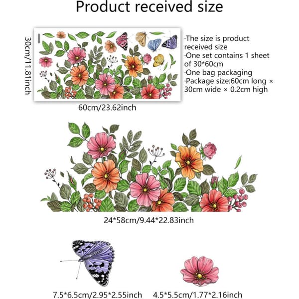 Trädgårdsblomfönsterdekal, Fjärilsväxtfönsterdekaler, Glasdekaler, Antikollisionsdekaler