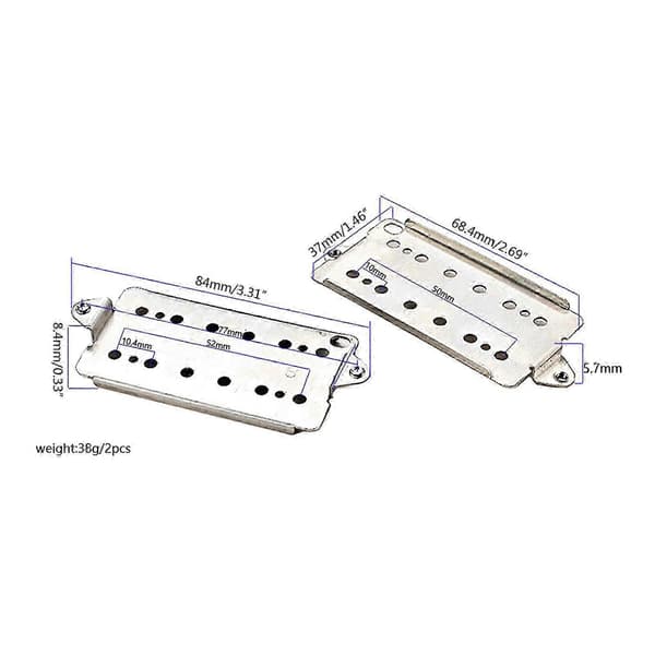 2 stk./sæt Premium Guitar Hals Bro Pickup Base Plade 50mm 52mm Polafstand