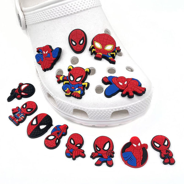 13 kpl Hämähäkkimiehen supersankari teema Crocs-kenkien brändimerkkejä DIY-sandaalien koristeluun, kenkävarusteiden sarja lahjoiksi
