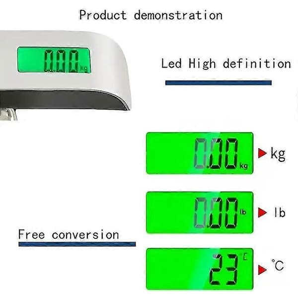110lb/50kg digitaalinen kädessä pidettävä matkatavaravaaka taustavalaistulla LCD-näytöllä With strap
