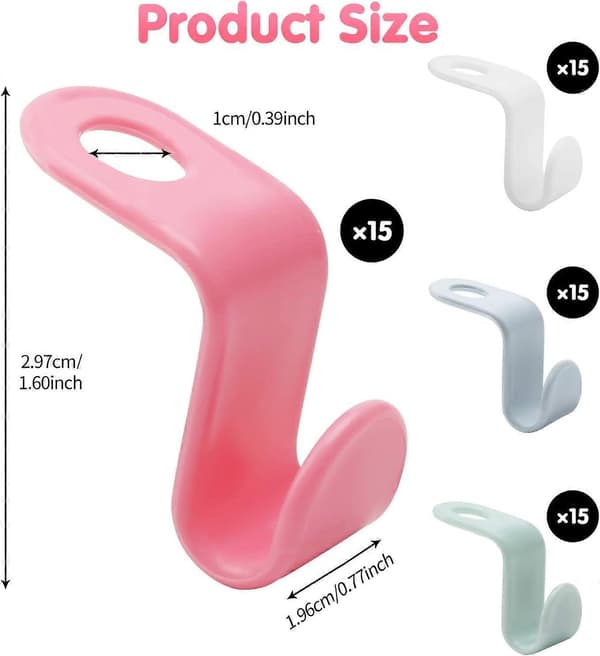 60 stk. Bøjleforbindelseskroge Drop Connecting Hanger Hook Multi-Layer Stabelbare Bøjleforlængerclips til Skab Garderobe Organizer Pladsbesparende