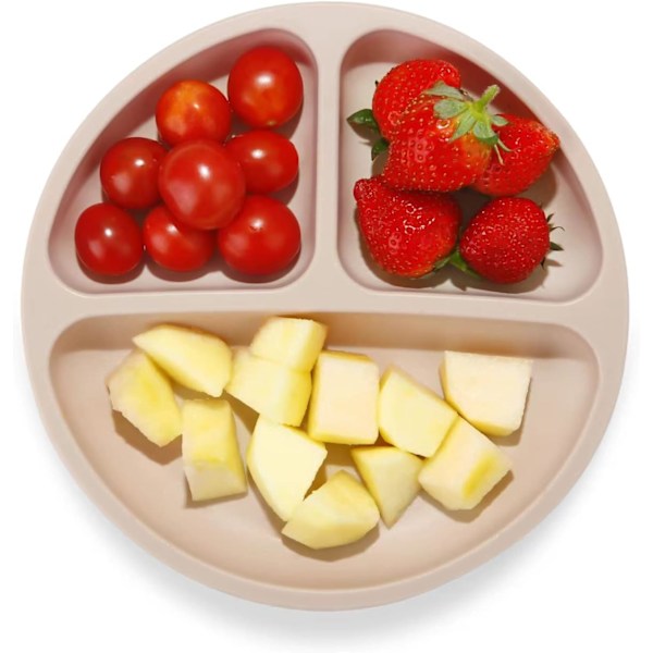3-pack Silikon Sugkoppar för Spädbarn, Självmatning för Småbarn, Fast Delad Matningsbricka för Höghålstallrik, Osplitterlig, Bärbar och Halksäker