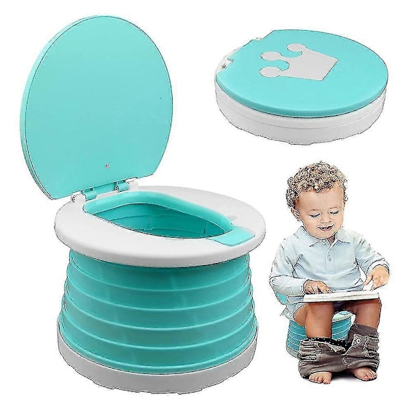 Børns Sammenklappelige Toilet Bærbart Toiletsæde Drenge & Piger Foldbart js green