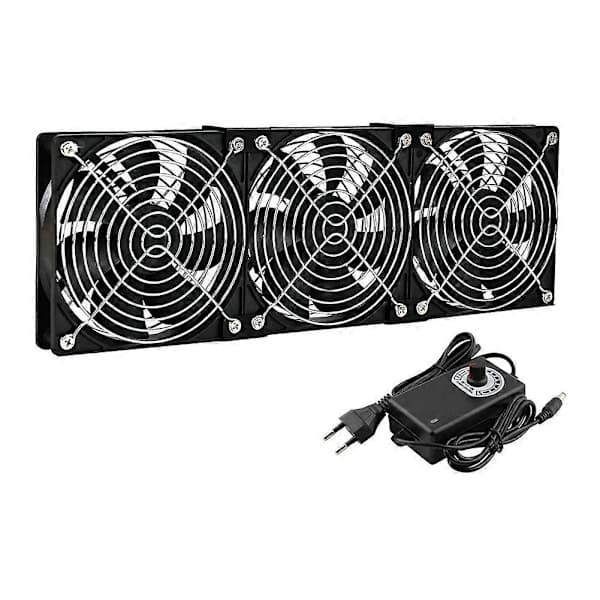 3x120mm Computerblæser med AC 100V-240V Hastighedskontrol til Kabinetkøling Server Workstation Køling EU Stik
