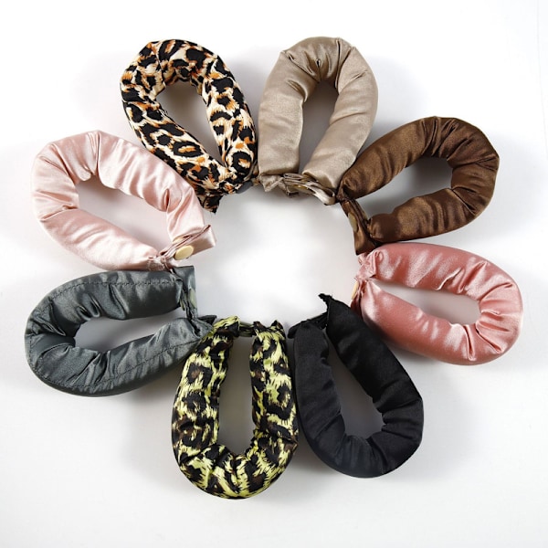 2 kpl Lämpöä Vaatimatonta Kiharrinsettiä Hiusrullat Lämpöä Vaatimattomiin Kiharoihin Green leopard print