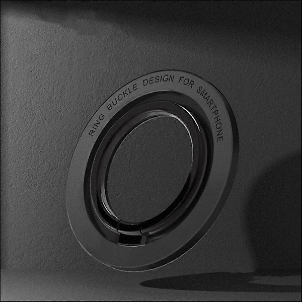Magnetisk Telefonringholder Roterbar Metallringgrep For iPhone 12 13 14 Serien Black