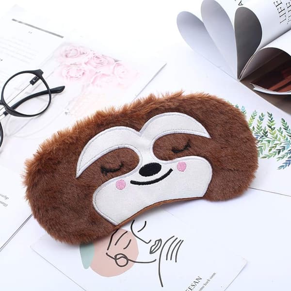 2 Stykker Sjovt Blindfold Fluffy Blød Silke Plys Dovendyr Søvn Øjenmaske Rejse Blindfold