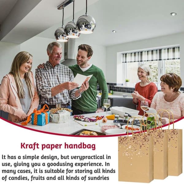 Sett med 20 brune gaveposer i kraftpapir med håndtak - Resirkulerbare poser til bursdager, bryllup og fester