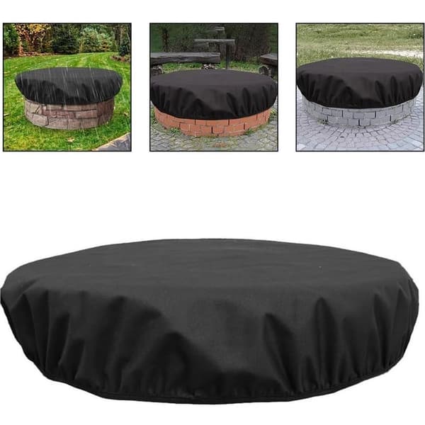 Utomhusskydd med ett robust cirkulärt eldskålsöverdrag av slitstarkt tyg (142,2 x 10,2 cm)