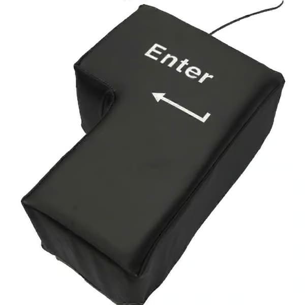 Stor Enter-knapp USB Dator Skrivbordskudde Kreativ Ventil Enter-tangent Handkudde (Svart)