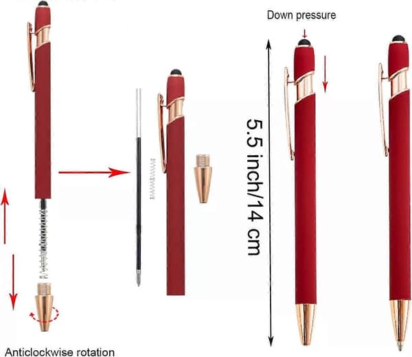 Kulspetspenna med Stylus-spets, 12-pack Regnbåge Gummerad Mjuk Yta