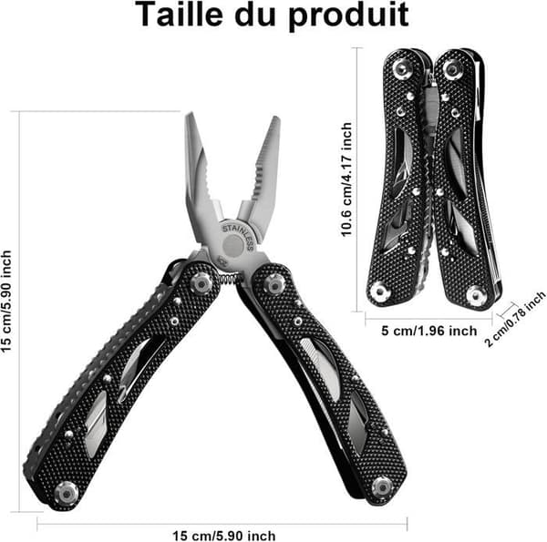 Multifunktionstang, [25-i-1 + bærbar taske medfølger] Multitool-tang, 25 funktioner, Multitool i rustfrit stål