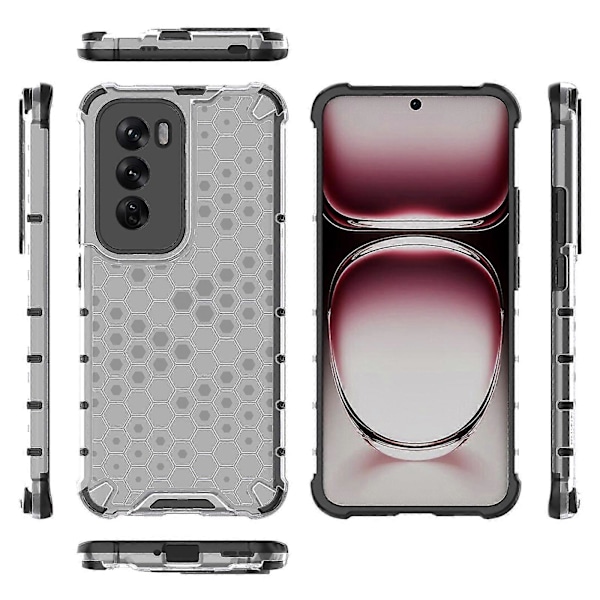 Mobilfodral för Oppo Reno12 5G - PC+TPU, Honungskaka-design, Stötdämpande Grey
