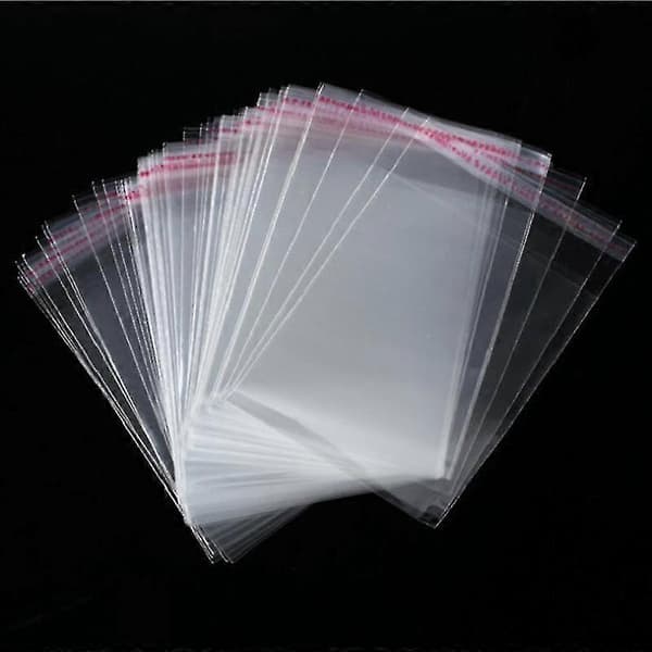 100 st Transparenta Självhäftande Förseglade Plastpåsar Smycken Presentförpackning Påse 7*10cm
