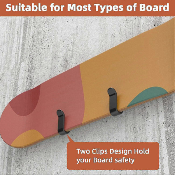 Horisontale vægmonteringsclips til snowboard, snowboard vægstativ, snowboardmontering, opbevaring, snowboard display vægholder til værelse - MMIAO 4pcs