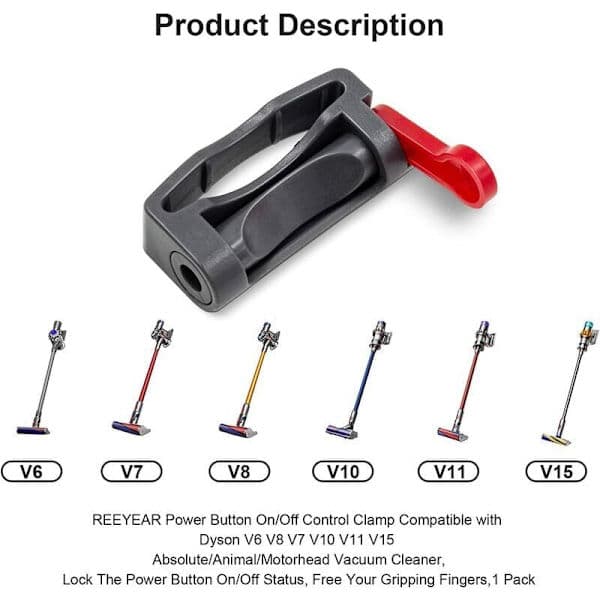 2 stk. støvsugerutløserlås på/av-knappklips kompatibel med Dyson V15 V6 V8 V7 V10 V11