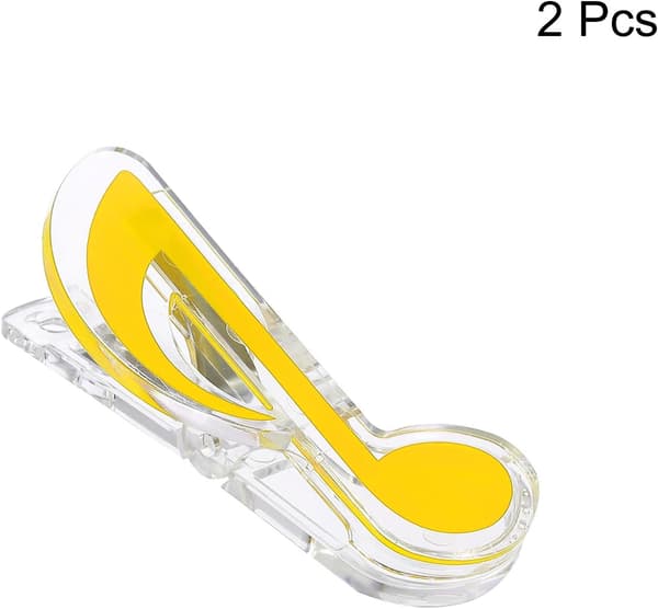 sourcing map Musiknodeclips Plastik Musiknodeclips Bogmærke Papirvarer til Musikpapirbogtilbehør Ottendedelsnode Clip Pakke med 2 Yellow