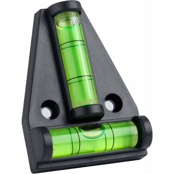 Vattenpass, litet magnetiskt T-format vattenpass med 2 libeller. Set om 4, för husbilstillbehör, stabilisatorer