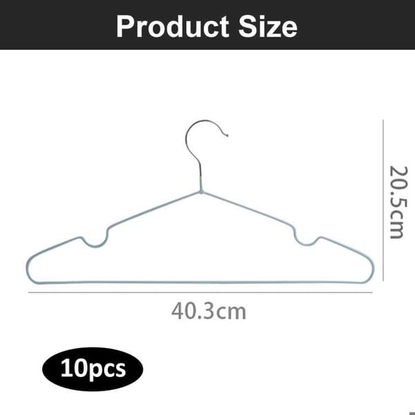 Sæt med 10 metal- og plastbøjler, 40 cm, til tørring af tøj og linned, til sovesal, blå