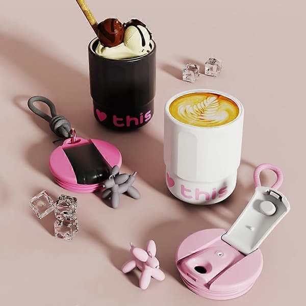Resemugg, kaffemugg, 400 ml resemuggar för varma drycker, isolerad kaffemugg, keramisk beläggning täcker insidan Negro