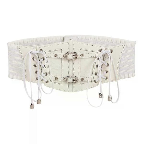 Underbust Bustier Korsett, Sexigt Brett Snörad Vit Obi Midjebälte