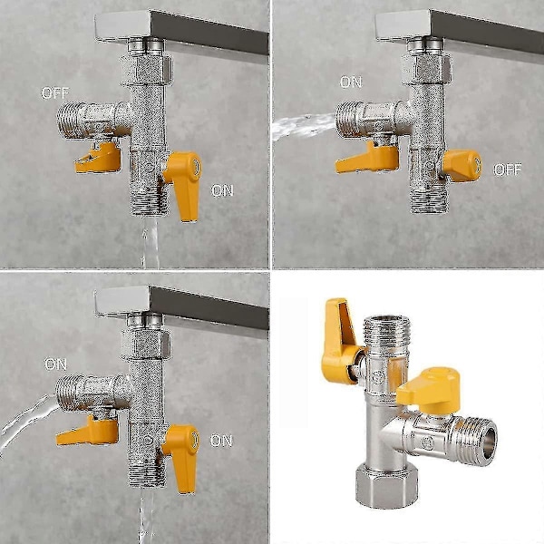 3-vejs ventil messing 3-vejs bruseventil messing 3-vejs ventil T-fitting, stopventil til køkken eller badeværelse