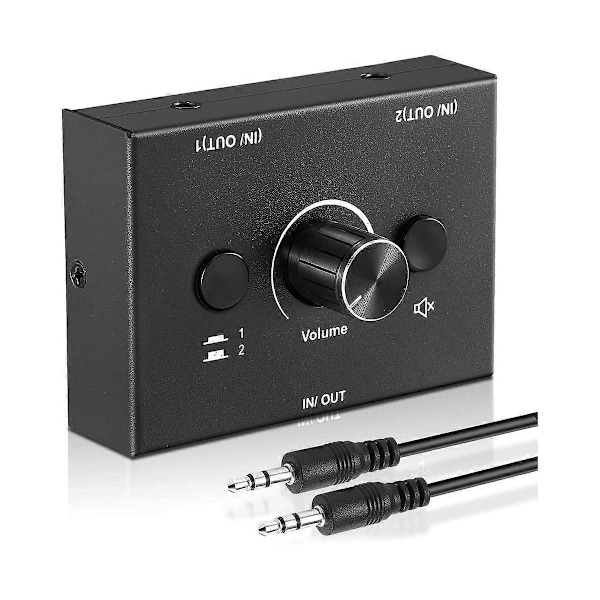3,5 mm:n audiovaihtaja, 2 sisääntuloa 1 ulostulo / 1 sisääntulo 2 ulostuloa audiosplitterivaihtaja, audiovaihtajalaatikko