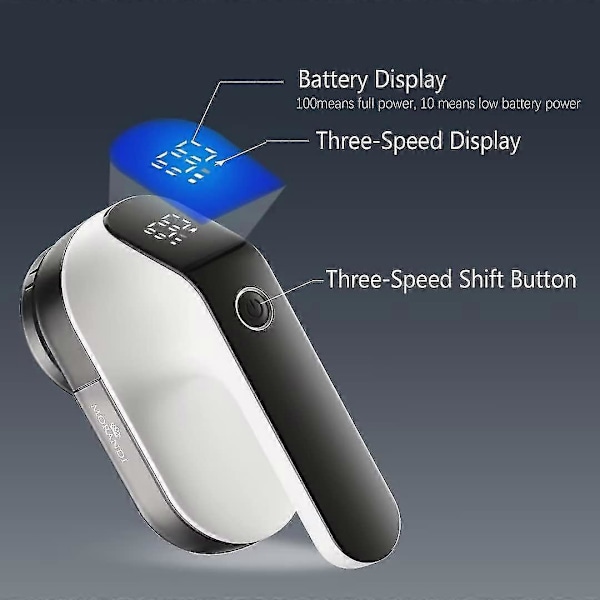 Elektrisk Fussel Fjerner, Genopladelig Stofshaver Med LED Display & Stor Affaldsboks Til Fjernelse Af Fnuller Fra Tøj White gold A