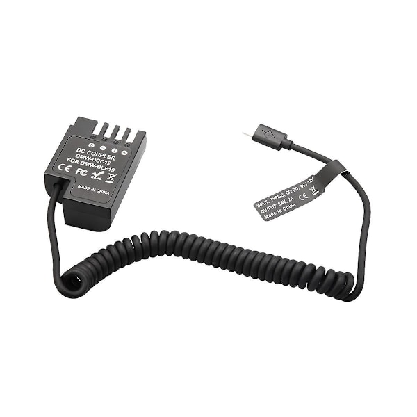 DMW-BLF19 Dummy Batteri DCC12 PD USB-C Kopplare för GH3 GH4 GH5 GH5S