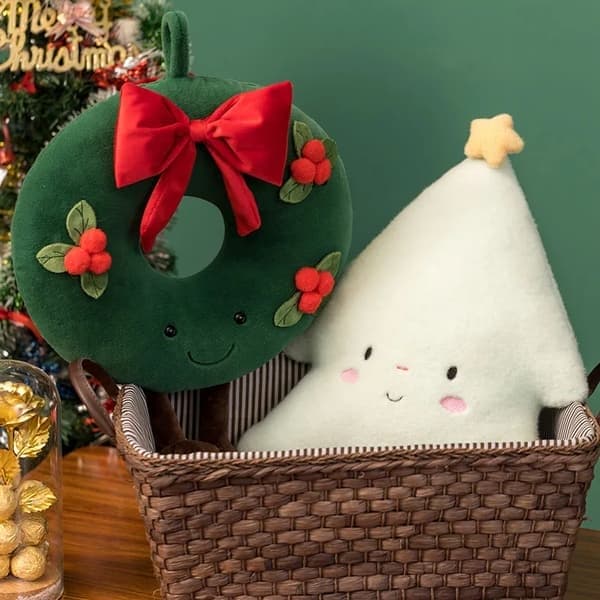 40 cm juleplysj fyll dekorativ pute morsom julekrans
