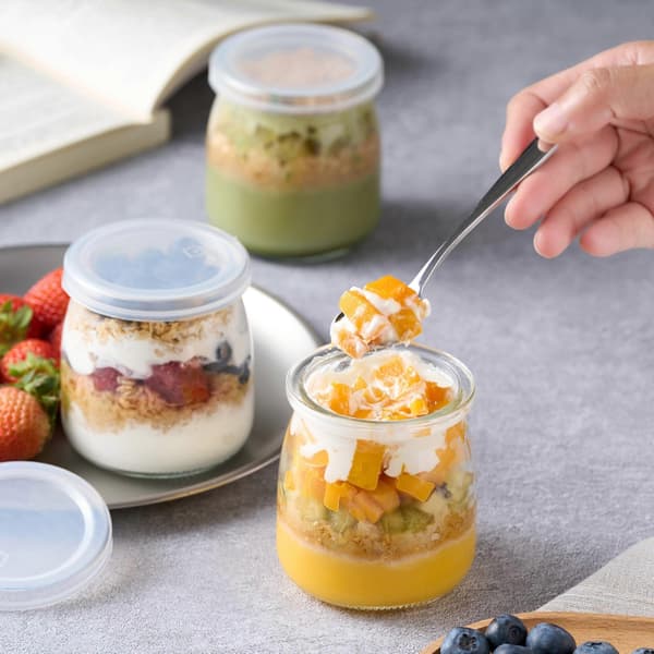 200 ml yoghurtpuddingglasburk med plastlock minikopp liten glasflaska (6 st)