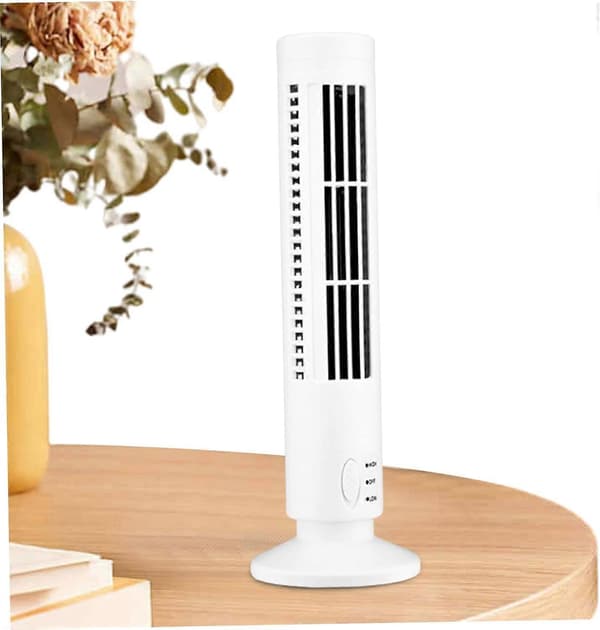 Oscillerende tårnventilator, lille køleventilator USB genopladelig køleventilator bærbar stående ventilator til soveværelse og kontor white