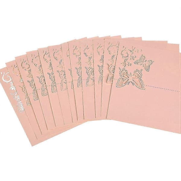50 Stykker Sommerfugl Bryllupsfest Dekor Bord Navneplasser Rosa
