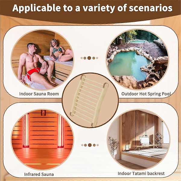 2 Pak Sauna Ryglæn Sauna Tilbehør, Sauna Ryglæn, Træ Sauna Ryglæn Skridsikker og Ergonomisk S-Form