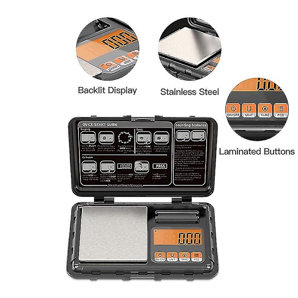 50g 0.001g Elektronisk Digital Vekt Mini Vekt Presisjon Profesjonell 200g 0.01g Lommevekt Milligram Kalibreringsvekter 50g 0.001g