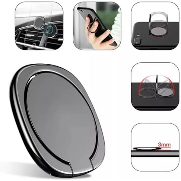 Mobiilisormipidike 360° pyörivä sormiote rengasteline pidike kaikille Android-matkapuhelimille tableteille iPhoneille
