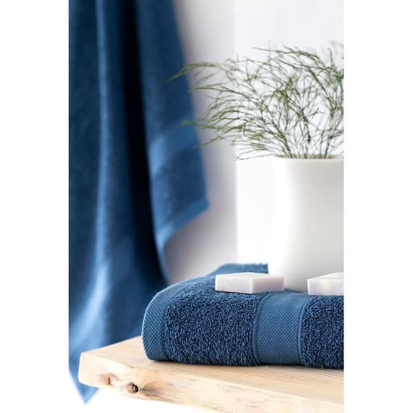 Sæt med 2 badehåndklæder, 100% bomuld, 500 g/m², superbløde, meget absorberende og hurtigtørrende. Mål 70 x 140 cm, marineblå.