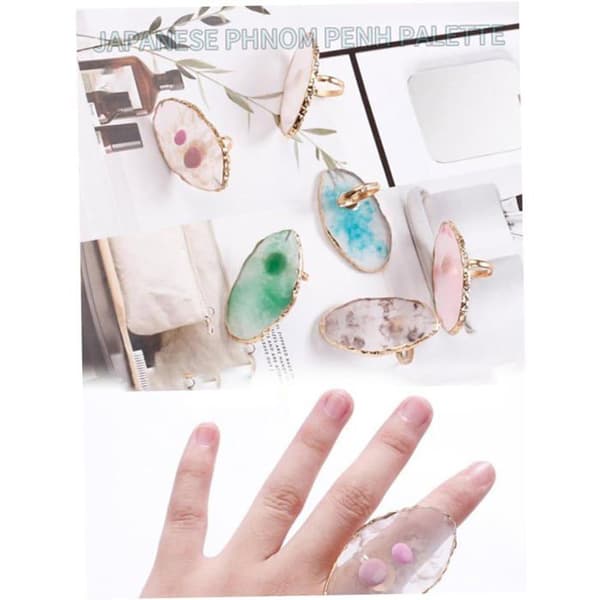 Neglekunst Ring Palette Holder Farveblandingsplader Manicure værktøj hvid