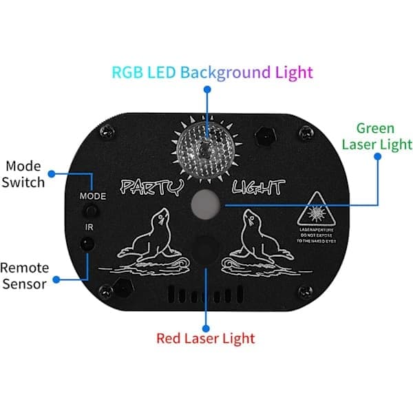 DJ Disco Party Light RGB Sound Activated Laser Strobe Projector With Remote Control for Karaoke Christmas Halloween Decorations