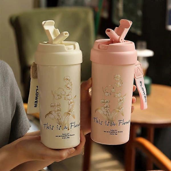 Isolerad 530ml Resemugg Spillfri Läckagesäker Camping Rostfri Stål Kaffemugg - Vit