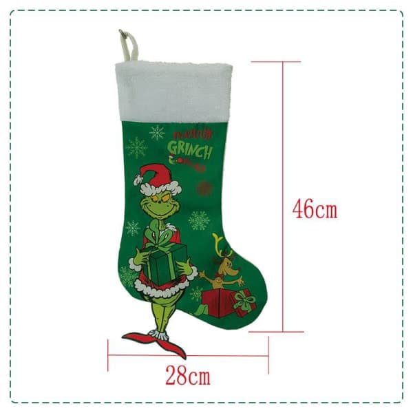 Grinch Julestrømper Sæt med 4, Grinch Monster Julepose, Sjov Julepejsophængning