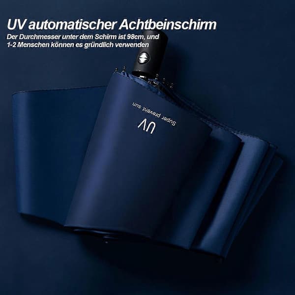 Vindtätt paraply, reseparaply, kompakt hopfällbart omvänt paraply Navy blue