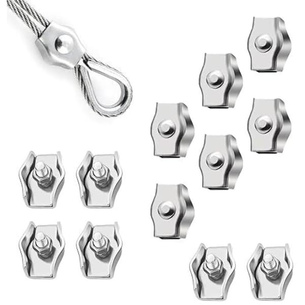12 Stykker M3 Kabelklemmer i Metal, Simplex Kabelbindere i Rustfrit Stål til Byggepladser og Skibe