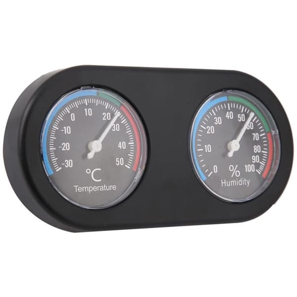 Krybdyrtermometer og fugtighedsmåler, mini analogt temperaturhygrometer, rund form, termometerhygrometer til krybdyrtank