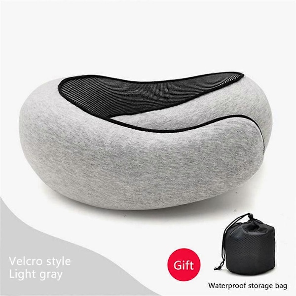Sikkerhets nakkepute for reise, memory foam, komfortabel og pustende, myk U-formet Light gray