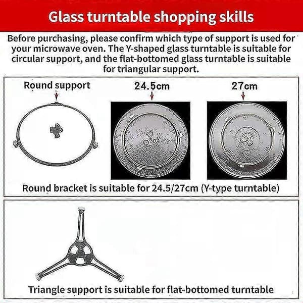 Mikroaaltouunin lasinen pyörivä alusta 245mm 270mm 315mm fXz 24.5cm Y shape